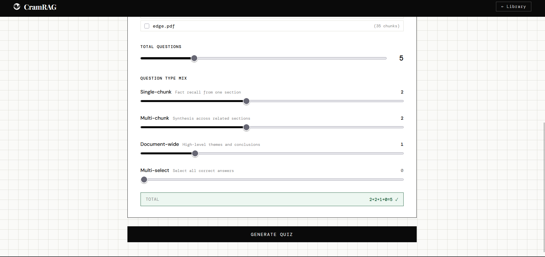 Question type selection