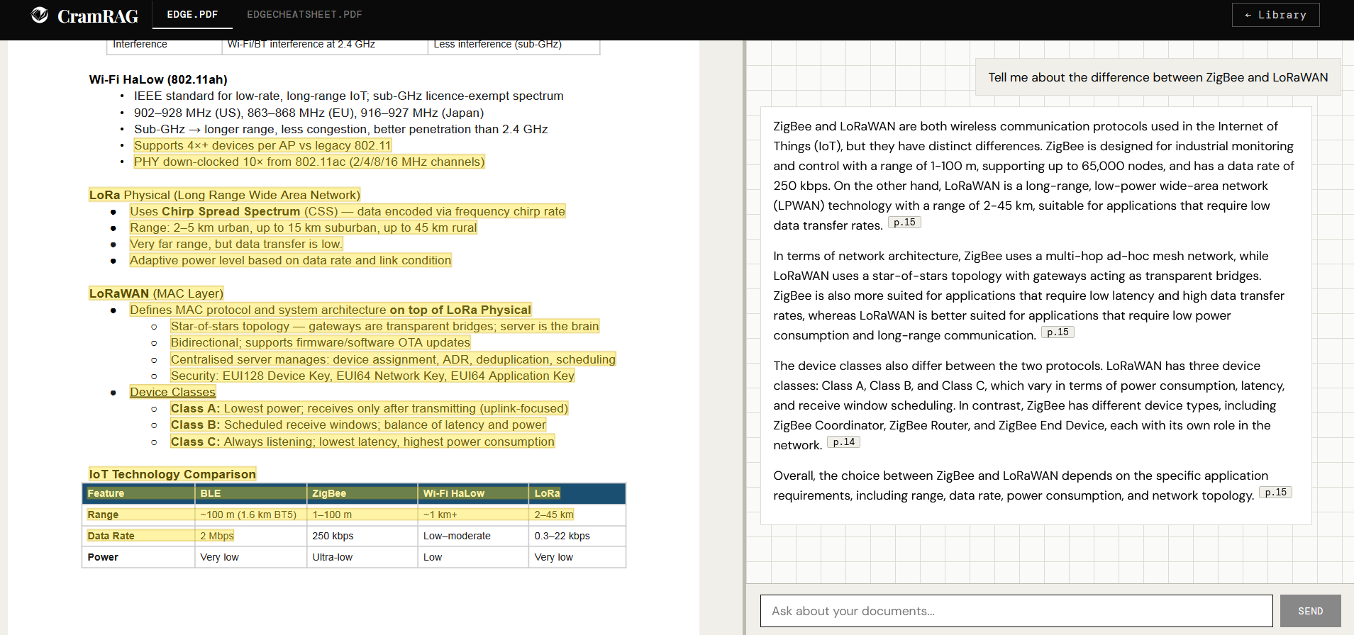 Study mode with highlighted citation