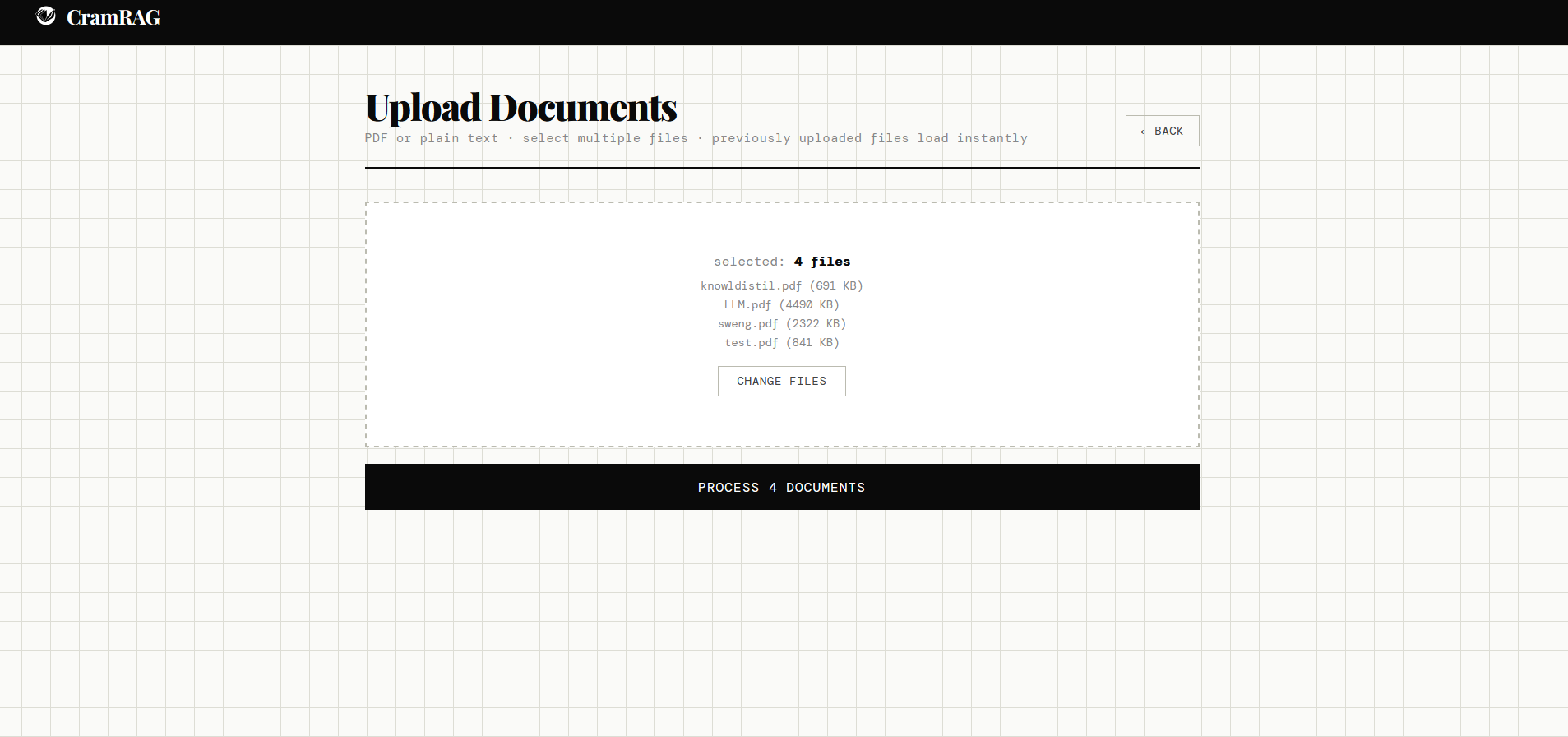 Upload screen