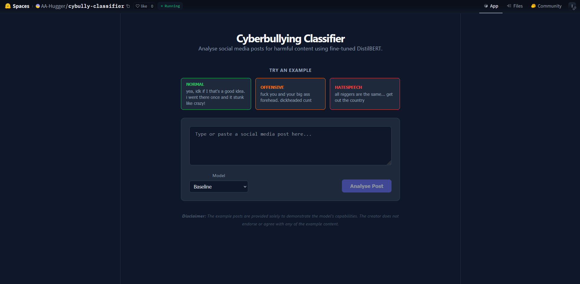 Cyberbullying Classifier